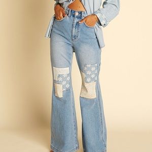 Billabong x Wrangler High Rise Floral Patchwork Straight Crop Jeans